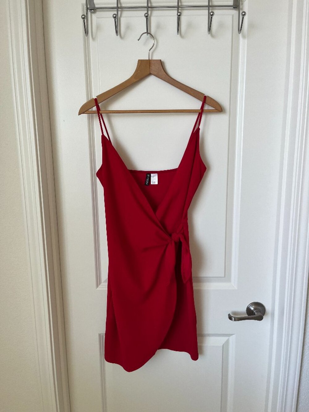 Bright Red Mini Wrap-Style Dress
